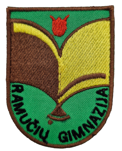 Įsegama, siuvinėta gimnazijos emblema